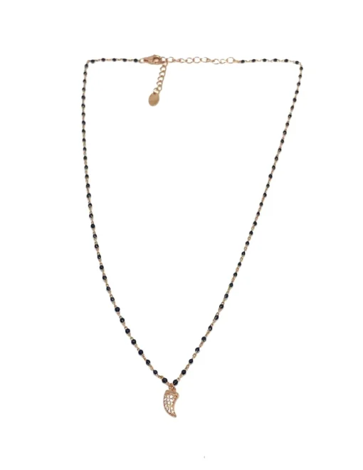 Collana Smaltata e Cornetto COLORE ARGENTO Rosè COLORE SMALTO nero