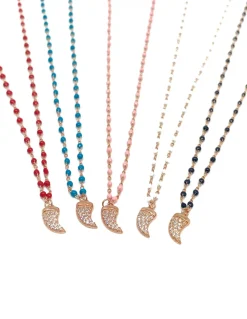 Collana Smaltata e Cornetto COLORE ARGENTO Rosè COLORE SMALTO nero