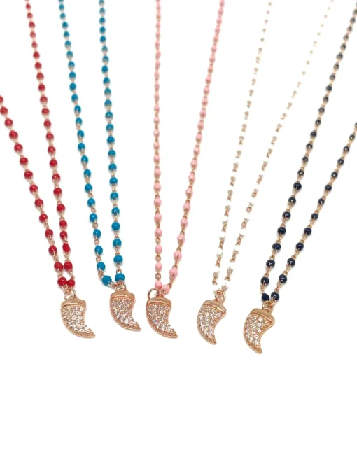 Collana Smaltata e Cornetto COLORE ARGENTO Rosè COLORE SMALTO nero