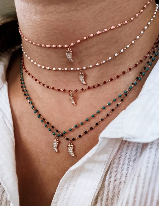 Collana Smaltata e Cornetto COLORE ARGENTO Rosè COLORE SMALTO nero