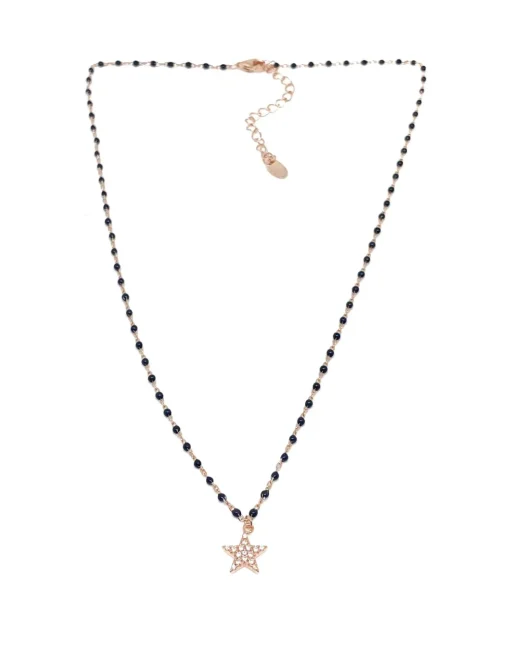 Collana Smaltata e Stella COLORE ARGENTO Rosè COLORE SMALTO nero