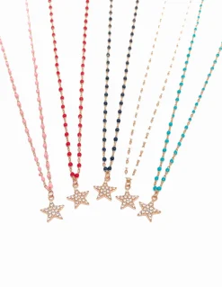 Collana Smaltata e Stella COLORE ARGENTO Rosè COLORE SMALTO nero