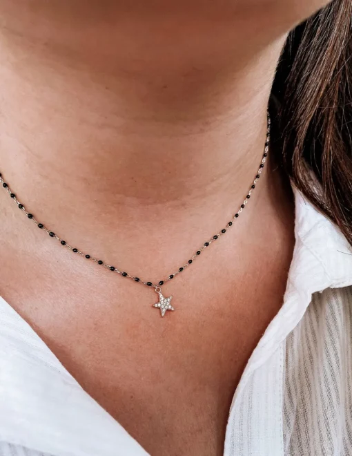 Collana Smaltata e Stella COLORE ARGENTO Rosè COLORE SMALTO nero