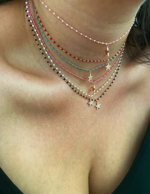 Collana Smaltata e Stella COLORE ARGENTO Rosè COLORE SMALTO nero