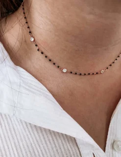 Collana Smaltata e Zirconi COLORE ARGENTO Rosè COLORE SMALTO nero