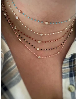 Collana Smaltata e Zirconi COLORE ARGENTO Rosè COLORE SMALTO nero