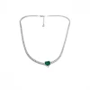 Collana Tennis con Cuore COLORE ARGENTO Bianco COLORE ZIRCONI zirconi verdi