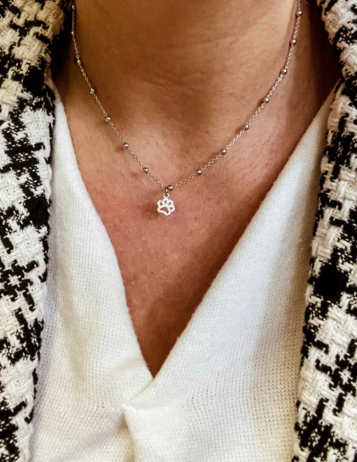 Collana Zampa COLORE ARGENTO Bianco COLORE ZIRCONI zirconi bianchi