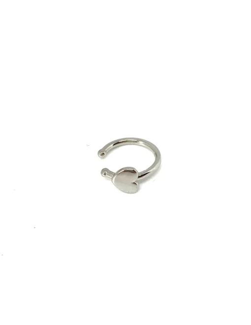 Ear Cuff a Filo e Cuore COLORE ARGENTO Bianco