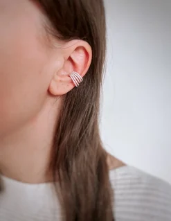 Ear Cuff Luxury COLORE ARGENTO Bianco
