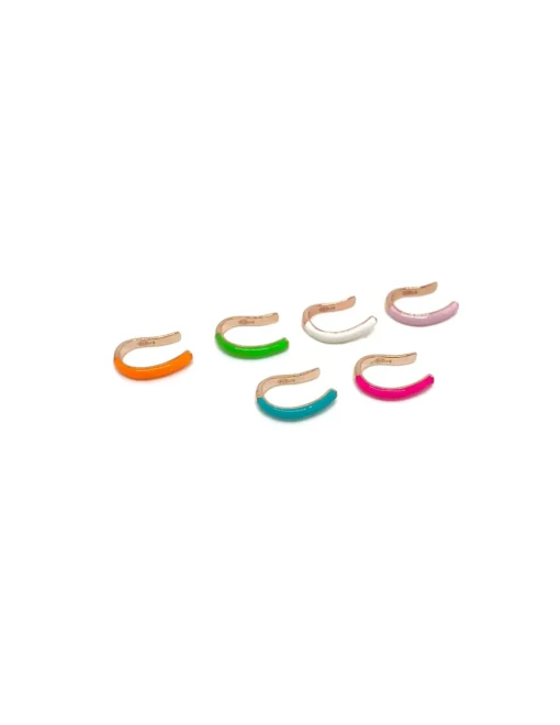 Ear Cuff Smalto Fluo COLORE ARGENTO Rosè COLORE SMALTO arancione