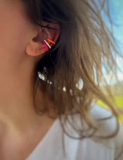 Ear Cuff Smalto Fluo COLORE ARGENTO Rosè COLORE SMALTO arancione