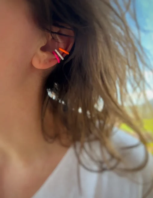 Ear Cuff Smalto Fluo COLORE ARGENTO Rosè COLORE SMALTO arancione