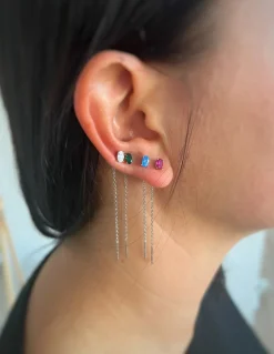 Ear Thread Punto Luce Mini COLORE ZIRCONI zirconi rossi