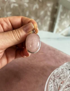 Medaglione Ovale Quarzo Rosa 2,7 cm x 2 cm
