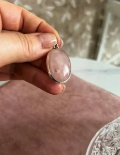 Medaglione Ovale Quarzo Rosa 2,7 cm x 2 cm