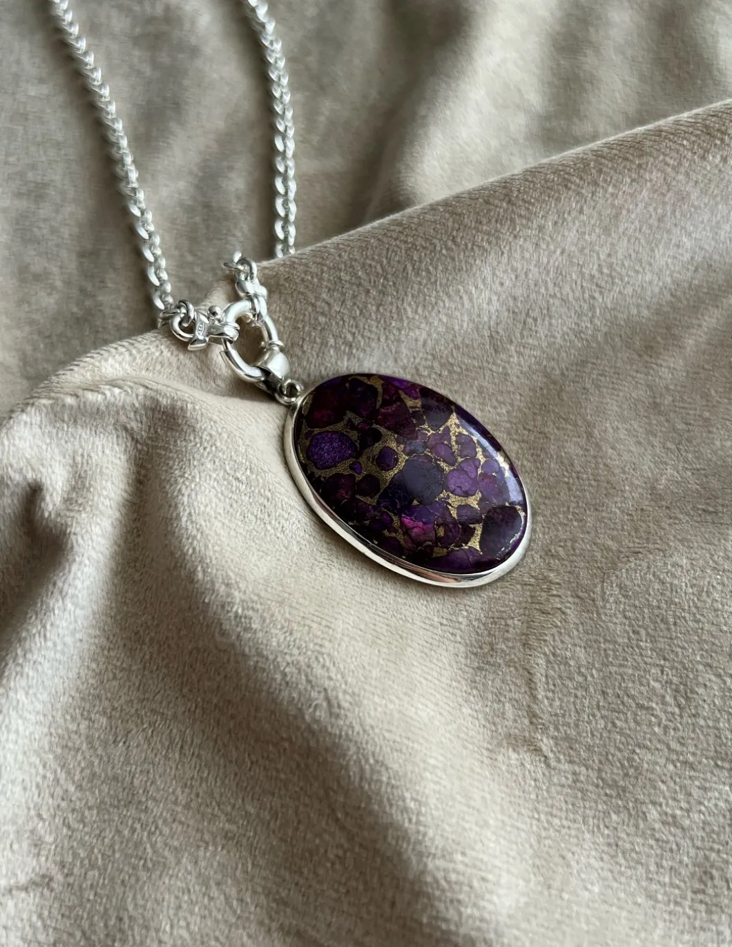 Medaglione Ovale Turchese Rame Viola