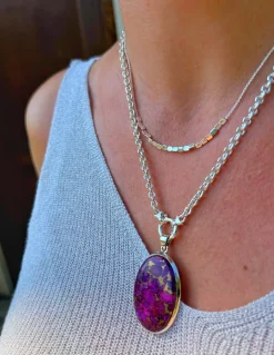 Medaglione Ovale Turchese Rame Viola