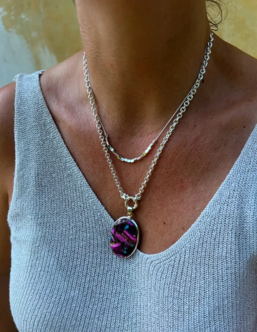 Medaglione Ovale Turchese Rame Rosa