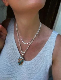 Medaglione Ovale Turchese Rame Azzurro e Arancione