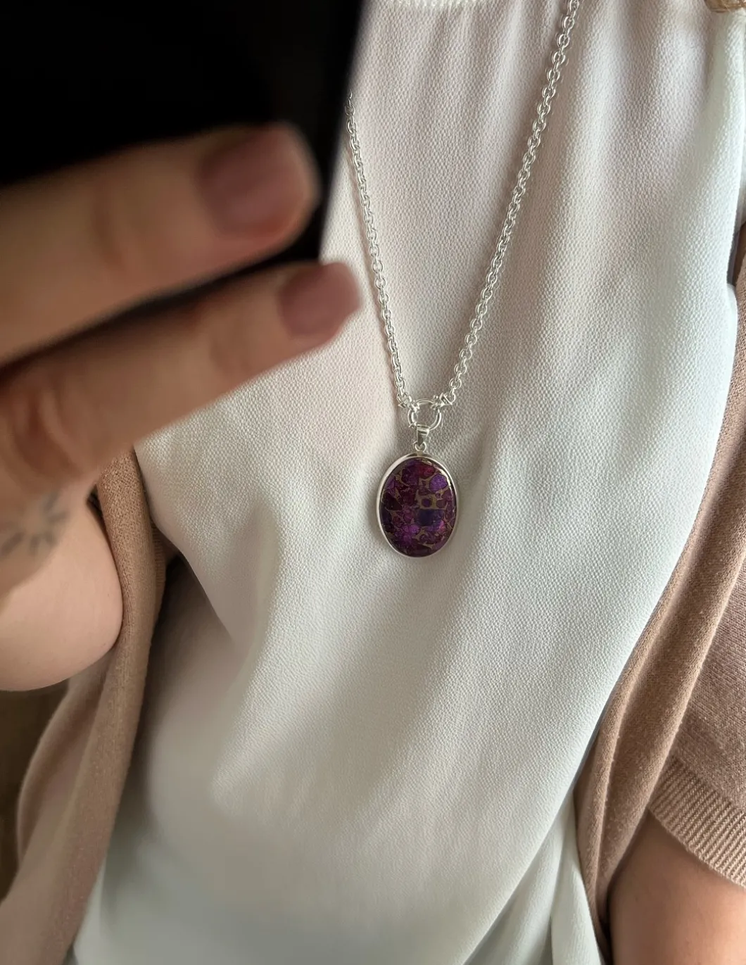 Medaglione Ovale Turchese Rame Viola