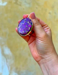 Medaglione Ovale Turchese Rame Viola