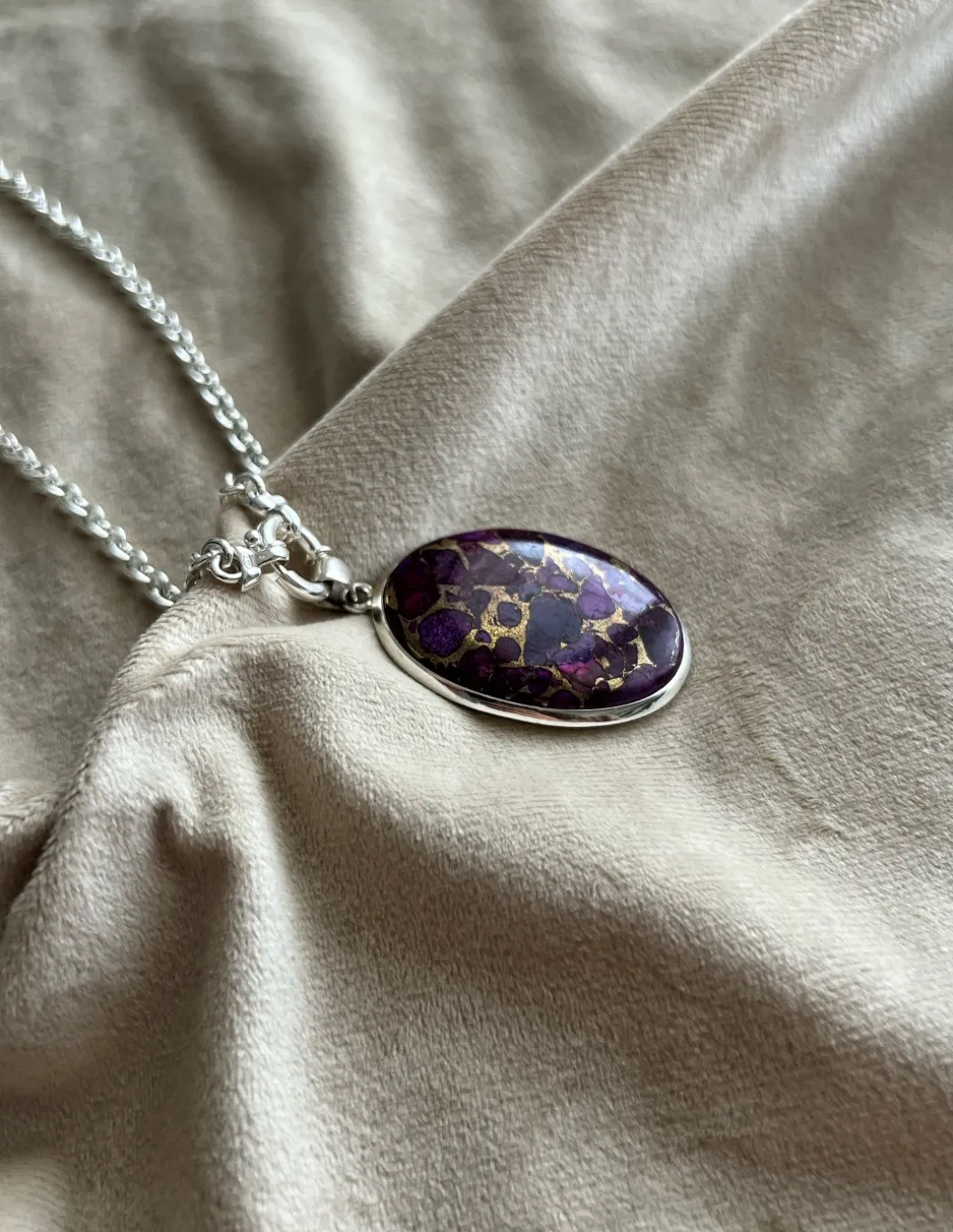 Medaglione Ovale Turchese Rame Viola