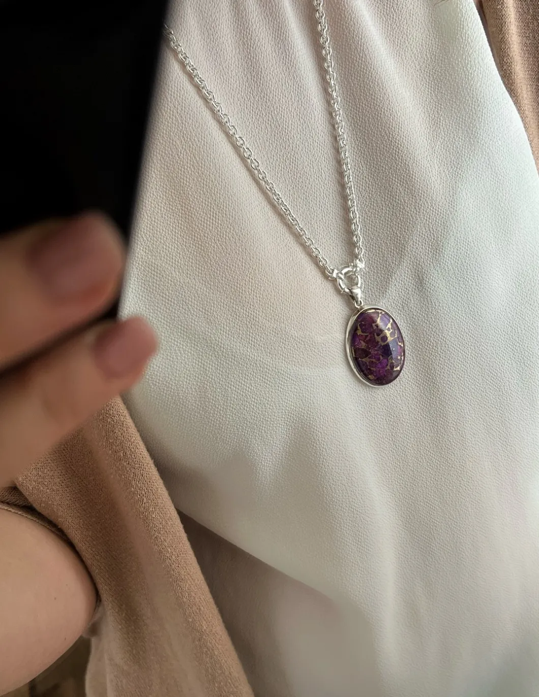 Medaglione Ovale Turchese Rame Viola