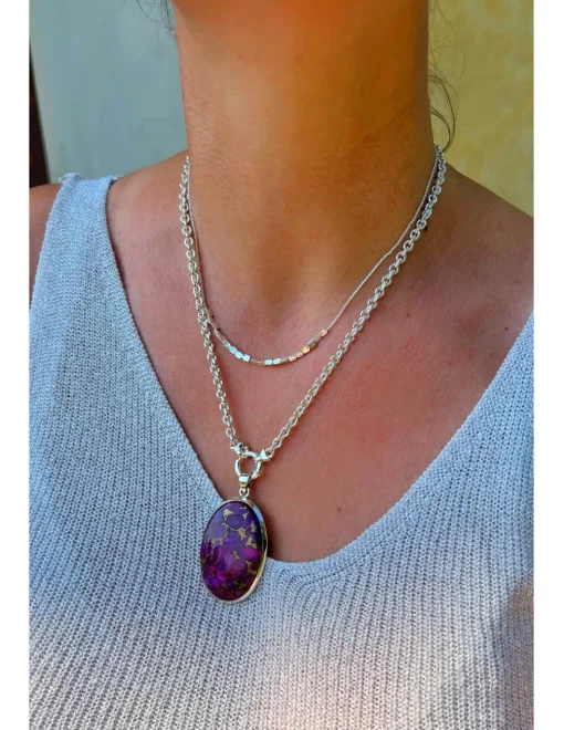 Medaglione Ovale Turchese Rame Viola