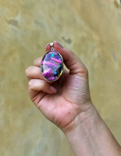 Medaglione Ovale Turchese Rame Rosa