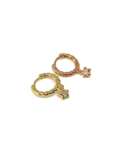 Monoreccchino Torchon Grande e Stella Pendente COLORE ARGENTO Dorato