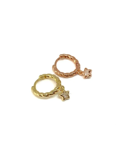 Monoreccchino Torchon Grande e Stella Pendente COLORE ARGENTO Dorato