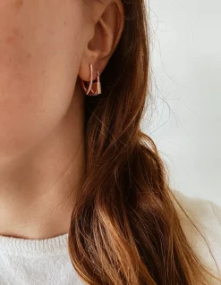 Monorecchino a Forma di V Bombata COLORE ARGENTO Bianco