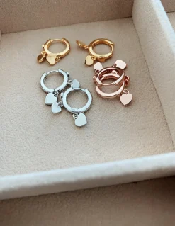 Monorecchino a Scattino con Cuoricini Pendenti COLORE ARGENTO Bianco
