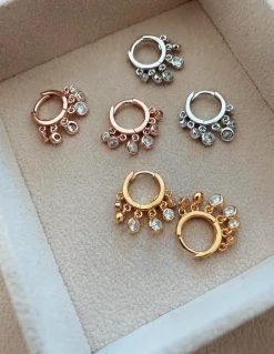 Monorecchino a Scattino con Zirconi Pendenti COLORE ARGENTO Dorato