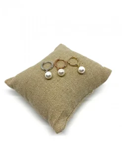 Monorecchino a Scattino con Perla Pendente COLORE ARGENTO Bianco