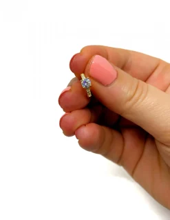 Monorecchino a Scattino con Zircone COLORE ARGENTO Dorato FORMA ZIRCONE TONDO COLORE ZIRCONE CENTRALE bianco