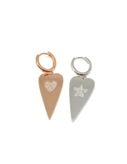 Monorecchino a Scattino con Cuore Allungato COLORE ARGENTO Bianco