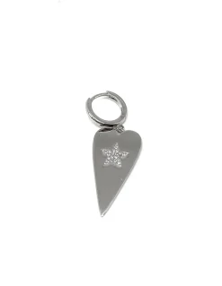 Monorecchino a Scattino con Cuore Allungato COLORE ARGENTO Bianco