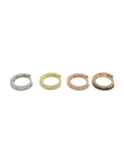 Monorecchino a Scattino da 12mm con Zirconi COLORE ARGENTO Dorato COLORE ZIRCONI zirconi bianchi