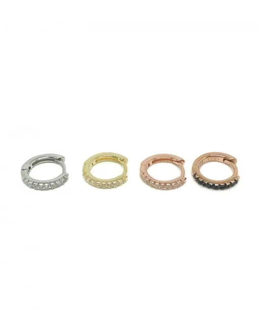 Monorecchino a Scattino da 12mm con Zirconi COLORE ARGENTO Dorato COLORE ZIRCONI zirconi bianchi