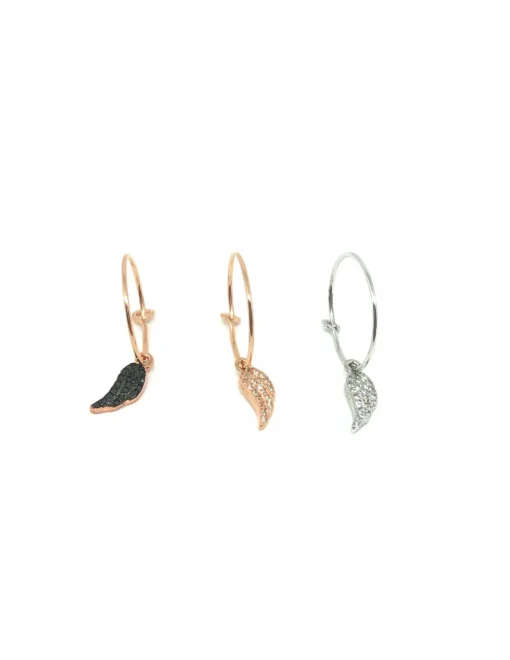Monorecchino Cerchietto Ala di Zirconi COLORE ARGENTO Bianco COLORE ZIRCONI zirconi bianchi