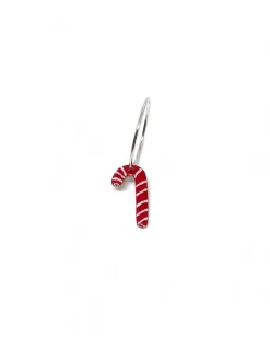 Monorecchino Cerchietto Bastoncino di Zucchero Rosso COLORE ARGENTO Bianco