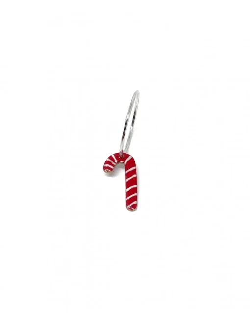 Monorecchino Cerchietto Bastoncino di Zucchero Rosso COLORE ARGENTO Bianco