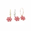 Monorecchino Cerchietto Fiocco di Neve Rosso COLORE ARGENTO Bianco COLORE SMALTO rosso