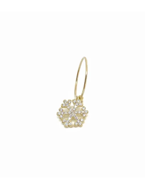 Monorecchino Cerchietto Fiocco di Neve con Zirconi COLORE ARGENTO Dorato COLORE ZIRCONI zirconi bianchi