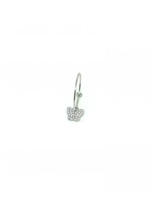 Monorecchino Cerchietto Farfalla di Zirconi COLORE ARGENTO Bianco COLORE ZIRCONI zirconi bianchi