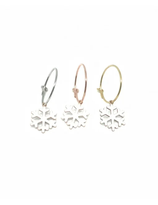 Monorecchino Cerchietto Fiocco di Neve Bianco COLORE ARGENTO Rosè COLORE SMALTO bianco