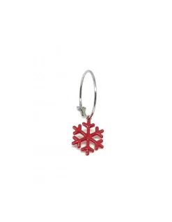 Monorecchino Cerchietto Fiocco di Neve Rosso COLORE ARGENTO Bianco COLORE SMALTO rosso