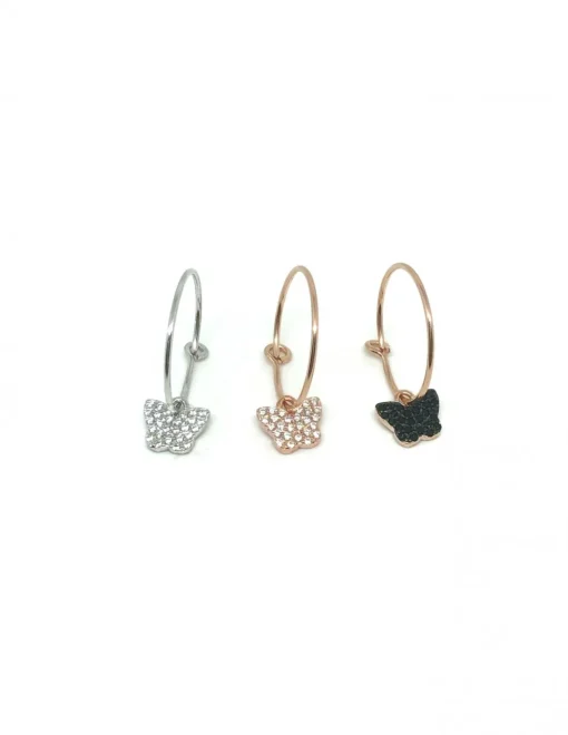 Monorecchino Cerchietto Farfalla di Zirconi COLORE ARGENTO Bianco COLORE ZIRCONI zirconi bianchi